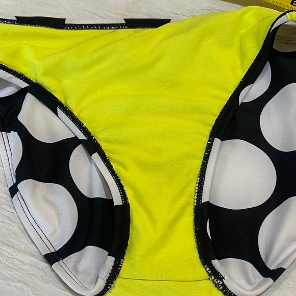 Justice Girls Swimsuit Tankini Size 16 Yellow Black Polka Dot - Picture 9 of 14